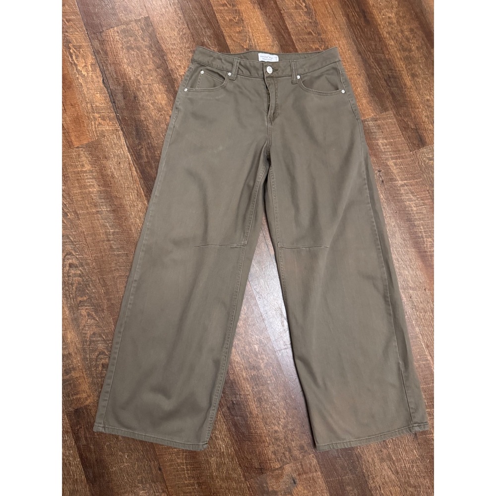 Vanilla Star Juniors Size 9 Olive Green Wide Leg Utility Jeans Y2K